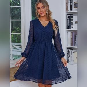 Swiss Dot Button Detail Dress